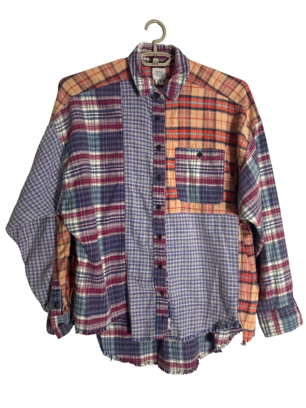 BDG Robbie Spliced Patchwork Flannel Shirt Size M